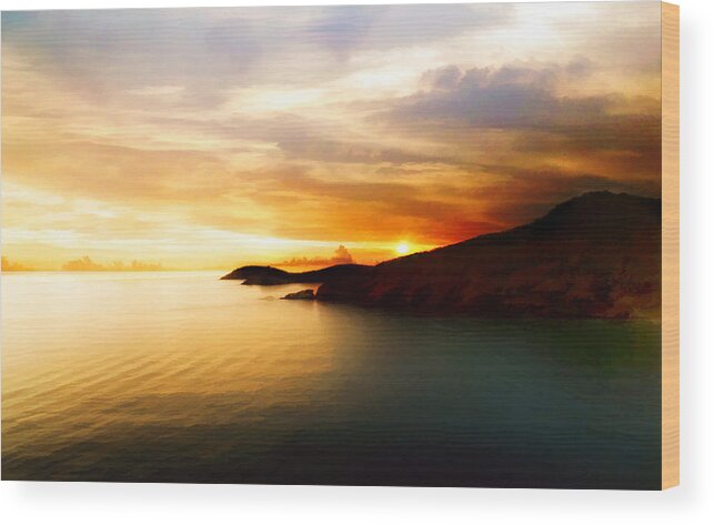 Beach Wood Print featuring the photograph Island Sunset by Kathy Jennings