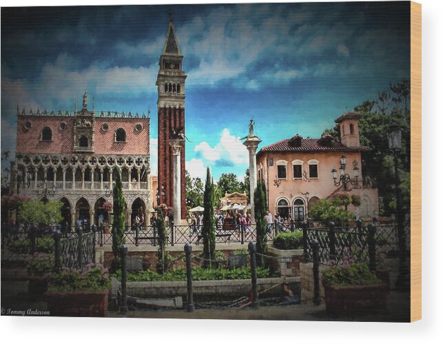 Lake Buena Vista Wood Print featuring the photograph Italy World Showcase Epcot by Tommy Anderson