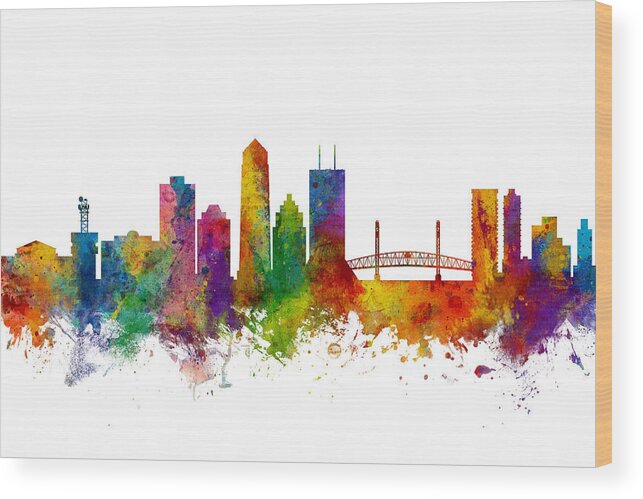 Jacksonville Wood Print featuring the digital art Jacksonville Florida Skyline by Michael Tompsett