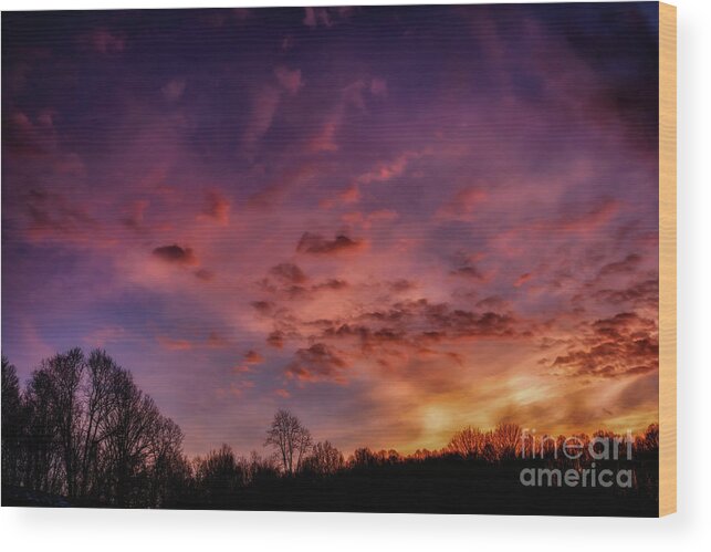 Sunset Wood Print featuring the photograph January Appalachian Sunset Afterglow by Thomas R Fletcher