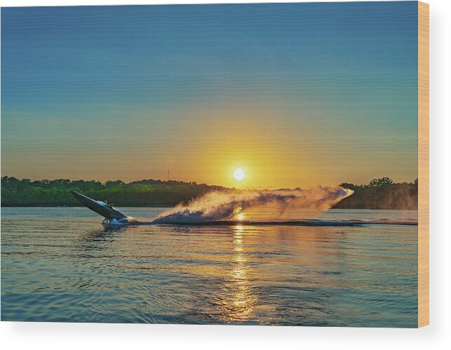 Horizontal Wood Print featuring the photograph Jet Boat Wheelie by Robert FERD Frank