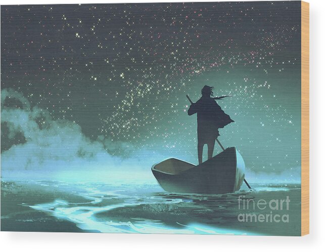 Acrylic Wood Print featuring the painting Journey to the New World by Tithi Luadthong