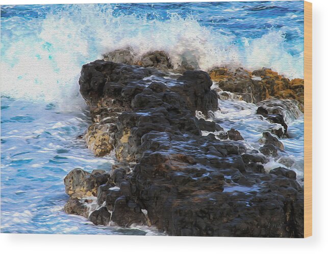 Bonnie Follett Wood Print featuring the photograph Kauai Rock Splash by Bonnie Follett