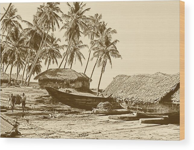 Kerala Wood Print featuring the photograph Kerala fishing village by Paul Cowan