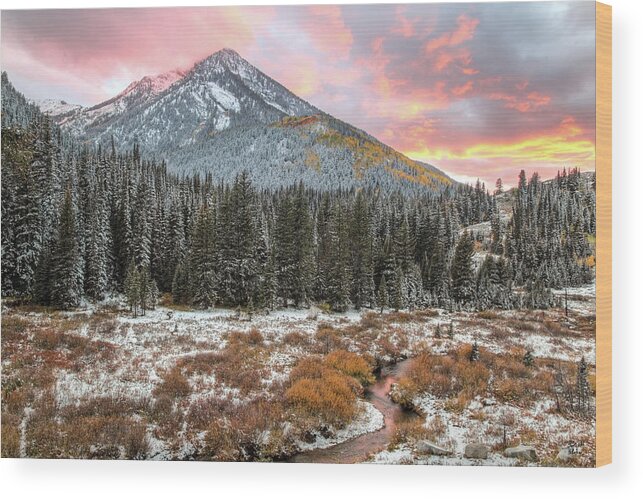 Utah Wood Print featuring the photograph Kessler Peak Fall Sunset by Brett Pelletier