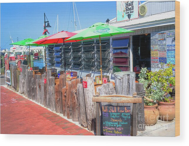 Waterfront Wood Print featuring the photograph Key West Raw Bar by Ules Barnwell