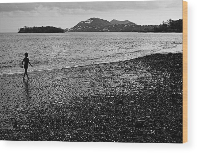 Kid Wood Print featuring the photograph Kid on Beach-St Lucia by Chester Williams
