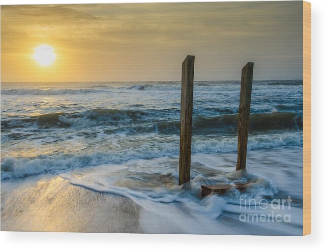 Coastal Wood Print featuring the photograph Kissed by the Sea Coastal Landscape Photgraph by PIPA Fine Art - Simply Solid