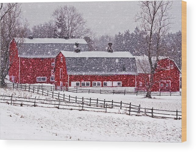 Farm Wood Print featuring the photograph Knox Farm Snowfall by Don Nieman
