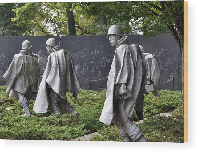 Teresa Blanton Wood Print featuring the photograph Korean War Memorial 3 by Teresa Blanton