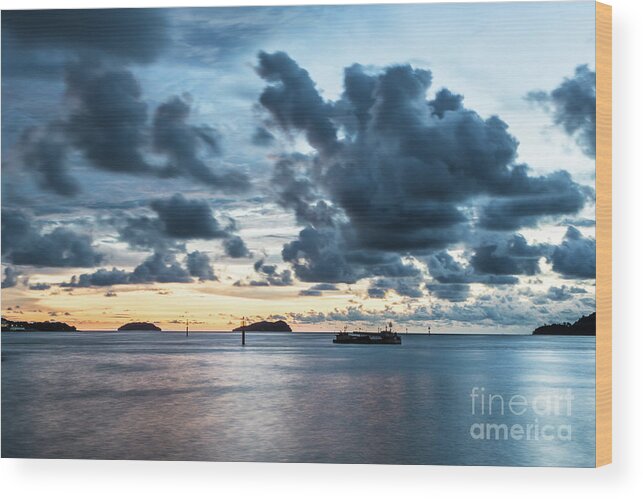 Coastline Wood Print featuring the photograph Kota Kinabalu sunset by Didier Marti