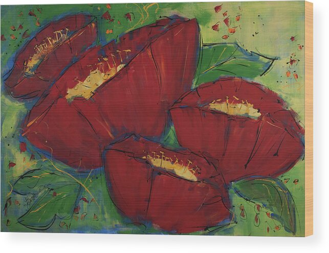 Poppy Wood Print featuring the painting Ladies in Red by Terri Einer