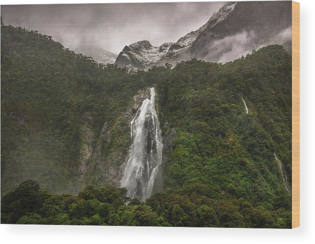 Milford Sound Wood Print featuring the photograph Lady Bowen Falls by Racheal Christian