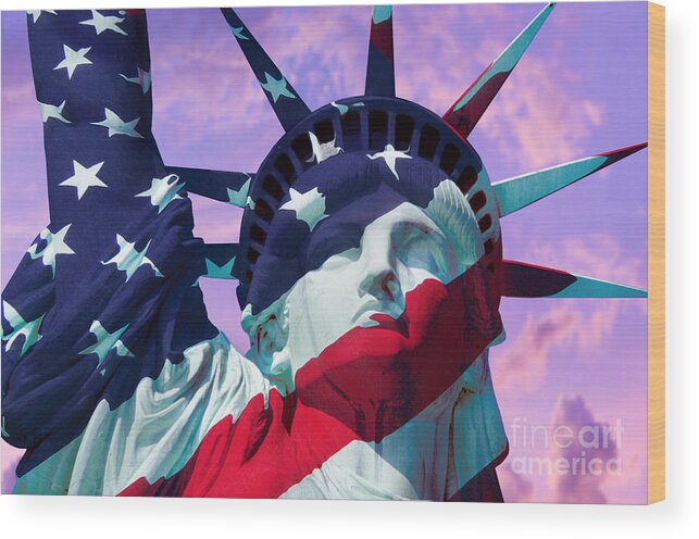 Lady Liberty Patriot Wood Print featuring the photograph Lady Liberty Patriot by Jon Neidert