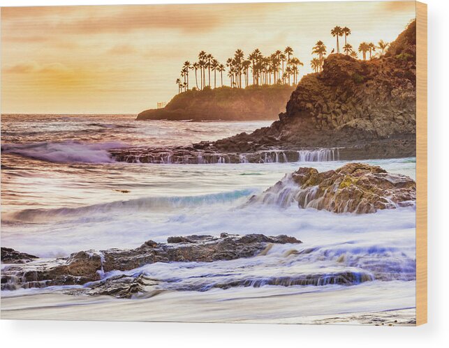 California Beaches Wood Print featuring the photograph Laguna Beach at Sunset by Donald Pash