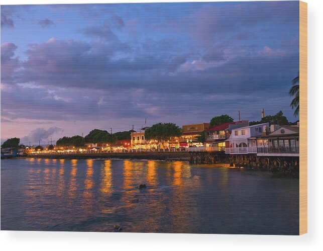 Lahaina Roadstead Maui Hawaii Sunset Water Evening Light Wood Print featuring the photograph Lahaina Roadstead by James Roemmling