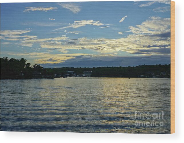 Lake Of The Ozarks Wood Print featuring the photograph Lake Of Ozarks Blue Sunset by Jennifer White