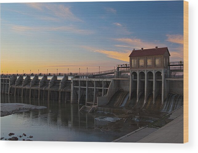 Oklahoma City Wood Print featuring the photograph Lake Overholser Dam by Jonas Wingfield