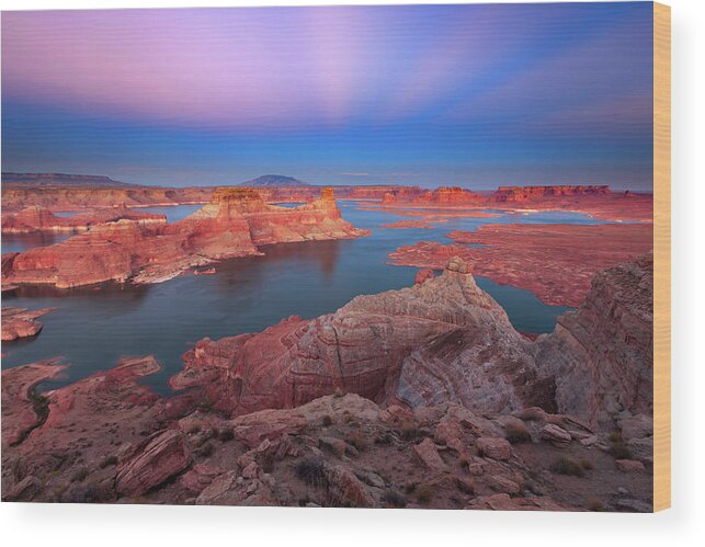 Lake Powell Wood Print featuring the photograph Lake Powell Dusk Landscape by Wasatch Light