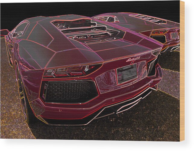 Lamborghini Wood Print featuring the digital art Lambo art by Darrell Foster