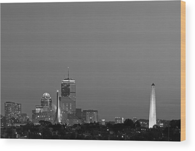 Boston B&w Wood Print featuring the photograph Landmarks of Boston by Juergen Roth