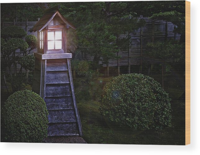 Lantern Wood Print featuring the photograph Lantern in the Green by John Christopher