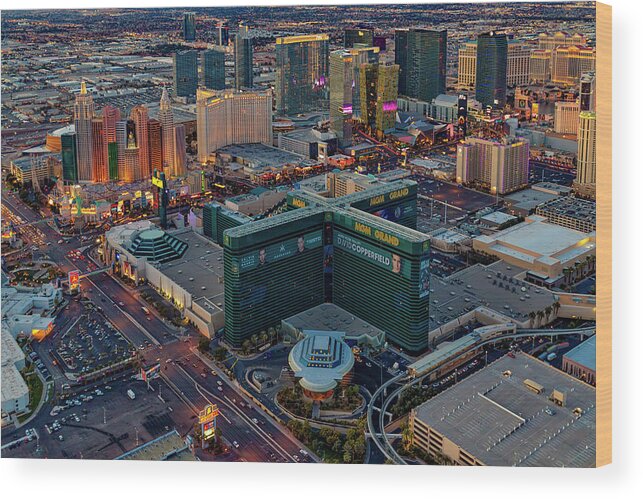 Las Vegas Wood Print featuring the photograph Las Vegas NV Strip Aerial by Susan Candelario