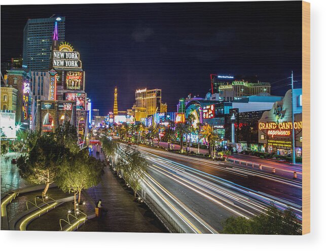 Las Vegas Wood Print featuring the photograph Las Vegas Strip at Night by Lev Kaytsner