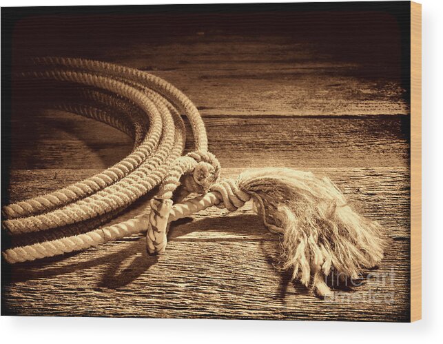Rodeo Wood Print featuring the photograph Lasso by American West Legend By Olivier Le Queinec
