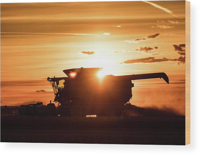 Harvester Wood Print featuring the photograph Last Bit of Sun by Todd Klassy
