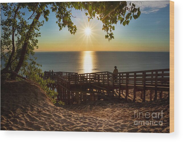 Sunset Wood Print featuring the photograph Last Burst of Light by Karen Jorstad