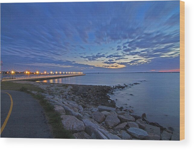 Merchant Mariners Memorial Walkway Wood Print featuring the photograph Last light by Nautical Chartworks