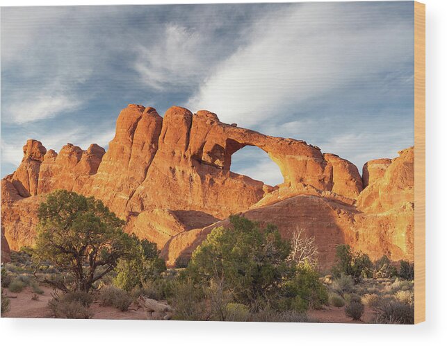 Colorful Wood Print featuring the photograph Late Afternoon Light on Skyline Arch by David Watkins