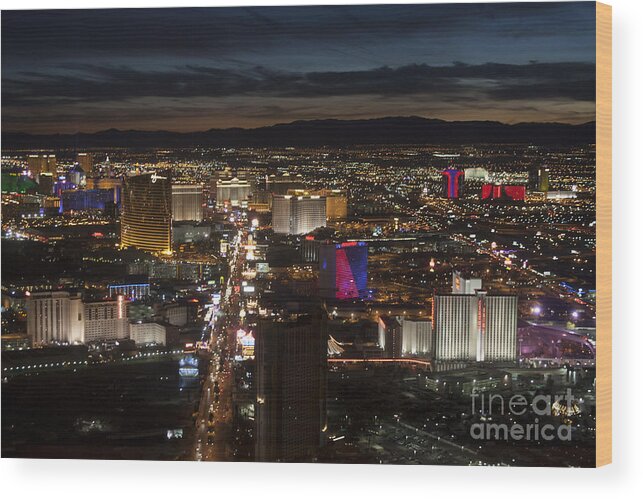 Travel Wood Print featuring the photograph Late Evening on Los Vegas Strip by Linda Phelps