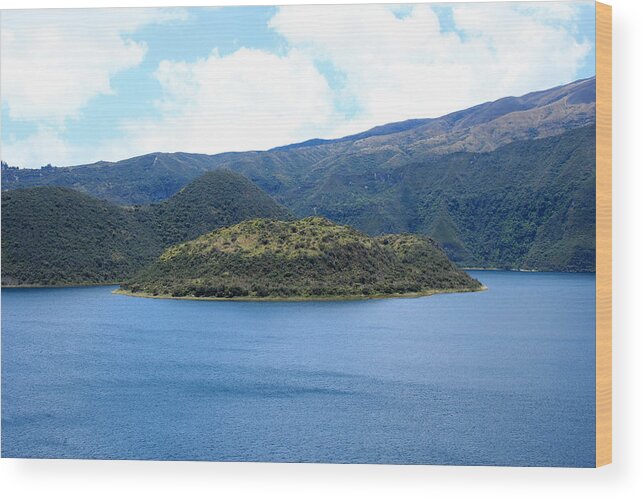 Island Wood Print featuring the photograph Lava Dome Island in Lake Cuicocha by Robert Hamm