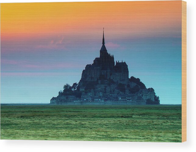 Abbey Wood Print featuring the photograph Le Mont Saint-Michel at sunset by John Paul Cullen