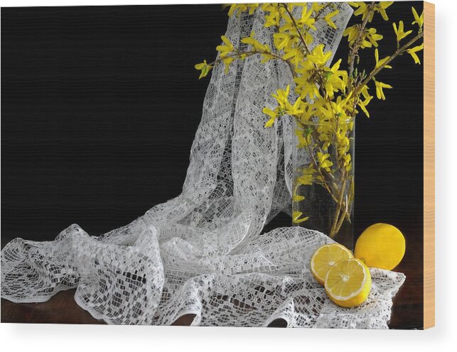 White Lace Wood Print featuring the photograph Lemons'n Lace by Diana Angstadt