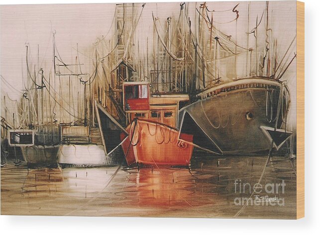 Boats Wood Print featuring the painting Let's travel.... by Fatima Stamato