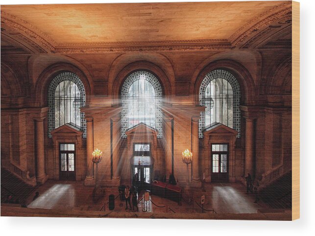 New York Public Library Wood Print featuring the photograph Library Entrance by Jessica Jenney