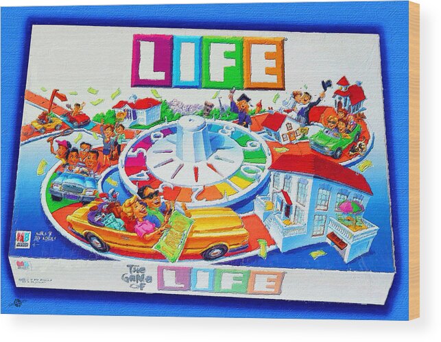 Life Wood Print featuring the painting Life Game Of Life Board Game Painting by Tony Rubino