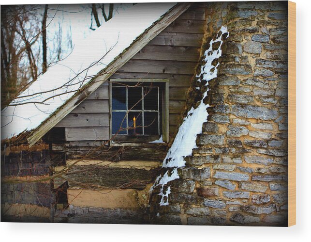 Cabin Wood Print featuring the photograph Light in the Window by Susie Weaver