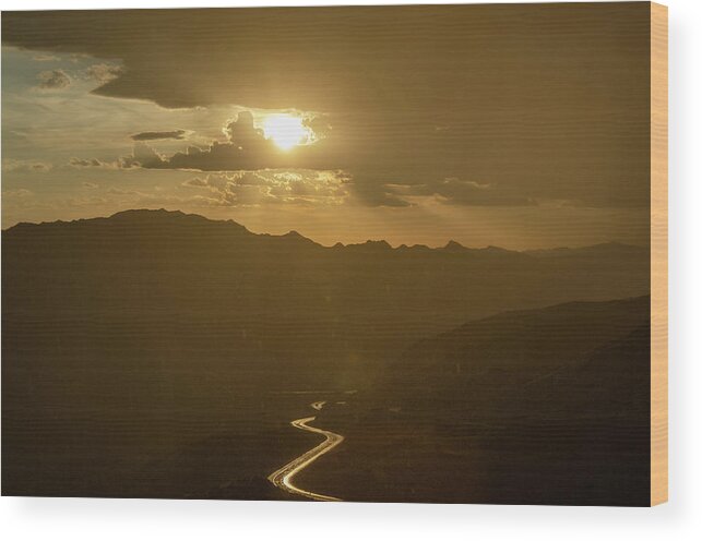 Arizona Wood Print featuring the photograph Light up the highway in the rain by Gaelyn Olmsted