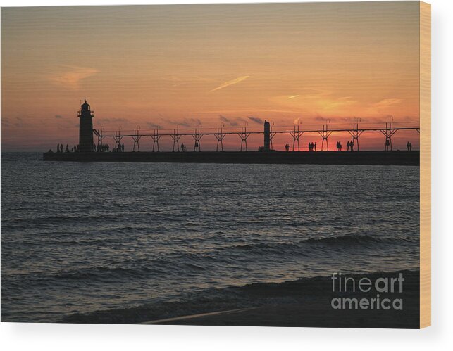 Lighthouse Wood Print featuring the photograph Lighthouse at Sunset by Timothy Johnson