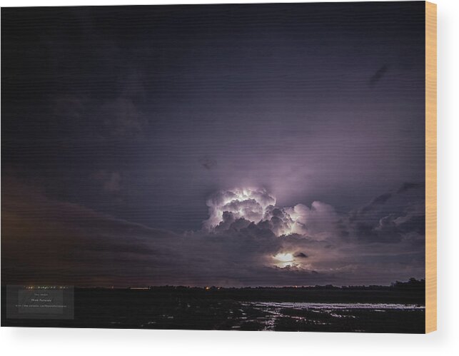 Lightning Wood Print featuring the photograph Lightning Lit Tower by Paul Brooks