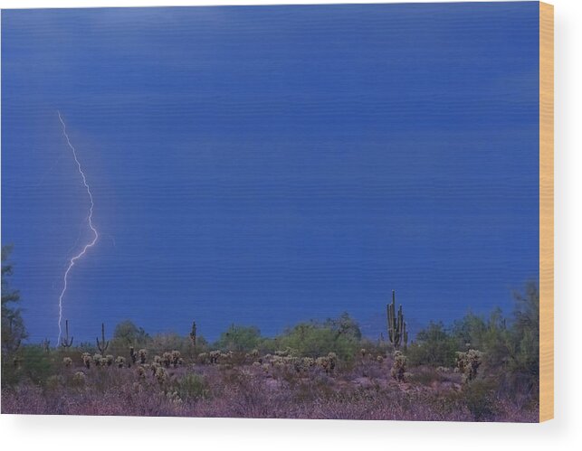 Lightning Wood Print featuring the photograph Lightning Strike in The Desert by James BO Insogna