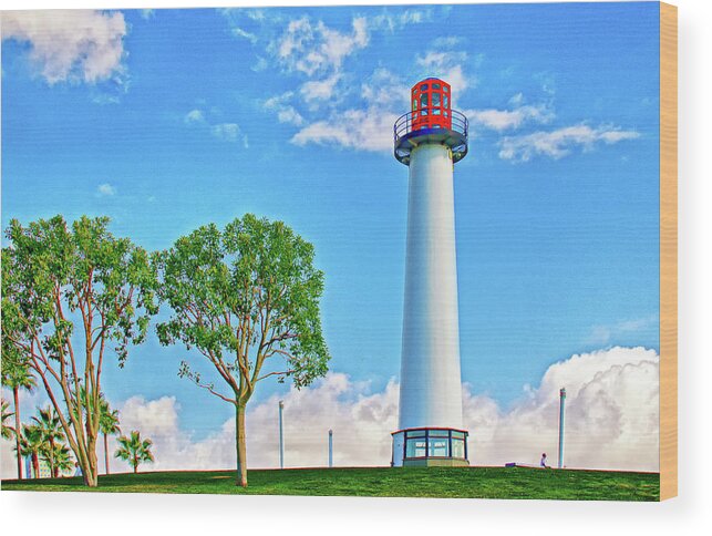 Long Beach Wood Print featuring the photograph Lions Lighthouse by Joseph Hollingsworth