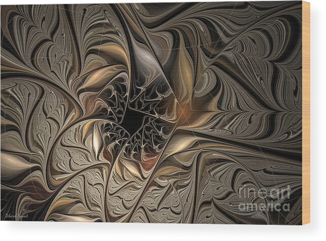 Fractal Wood Print featuring the digital art Liquid Silver by Deborah Benoit