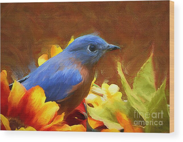 Bluebird Wood Print featuring the painting Little Boy Blue by Tina LeCour