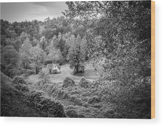 Kelly Hazel Wood Print featuring the photograph Little Victorian Farm House in a Mountain Field by Kelly Hazel