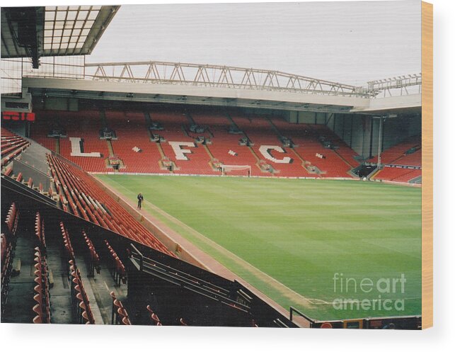 Liverpool Wood Print featuring the photograph Liverpool - Anfield - The Kop 4 - 2004 by Legendary Football Grounds